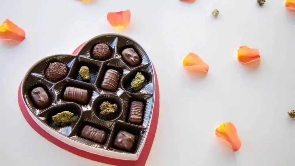 Box of candy in heart box