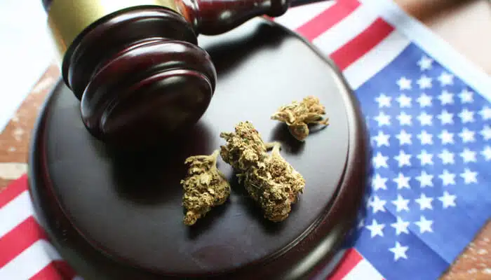 Gavel and a flag