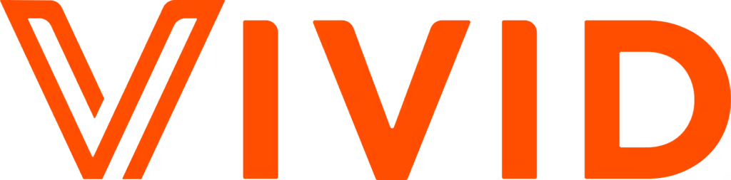 Large red letter V on white background, Vivid cannabis dispensary branding Missouri